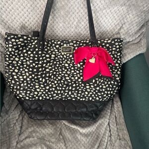 Betsey Johnson Black and White Tote with Playful Red Accent